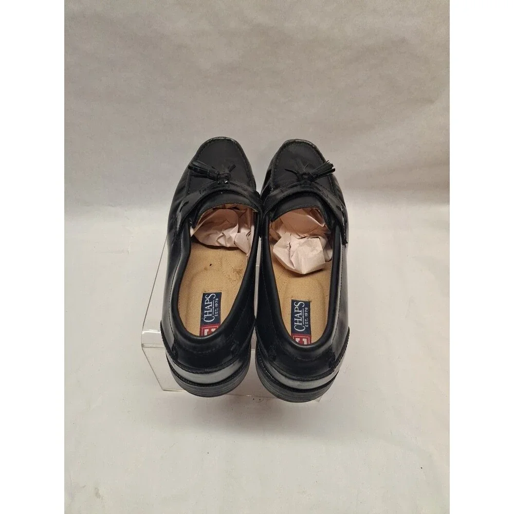 CHAPS Mens Loafer Dress Shoes Black 0968334 Leather Kiltie Tassel Slip On 12M